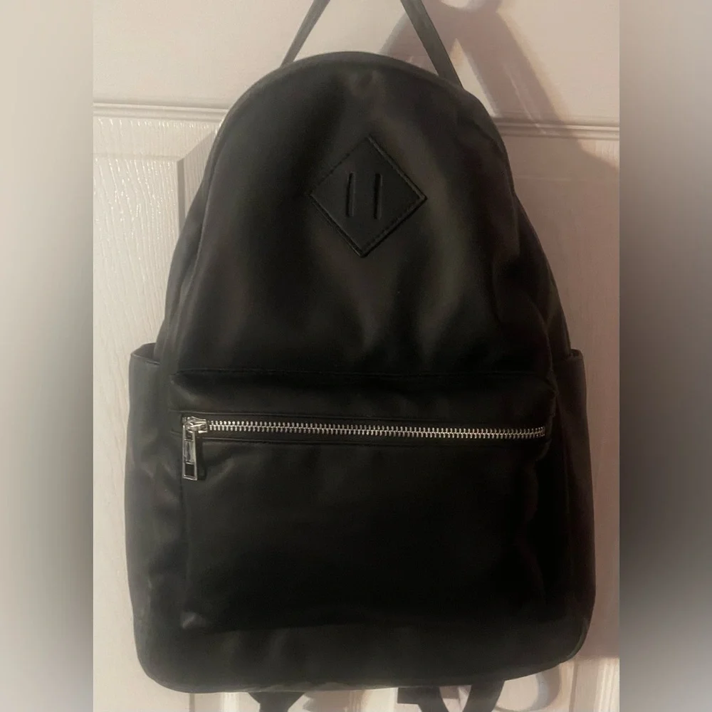 No Boundaries Black Faux Leather‎ Dome Backpack NWT Minimalist Chic
